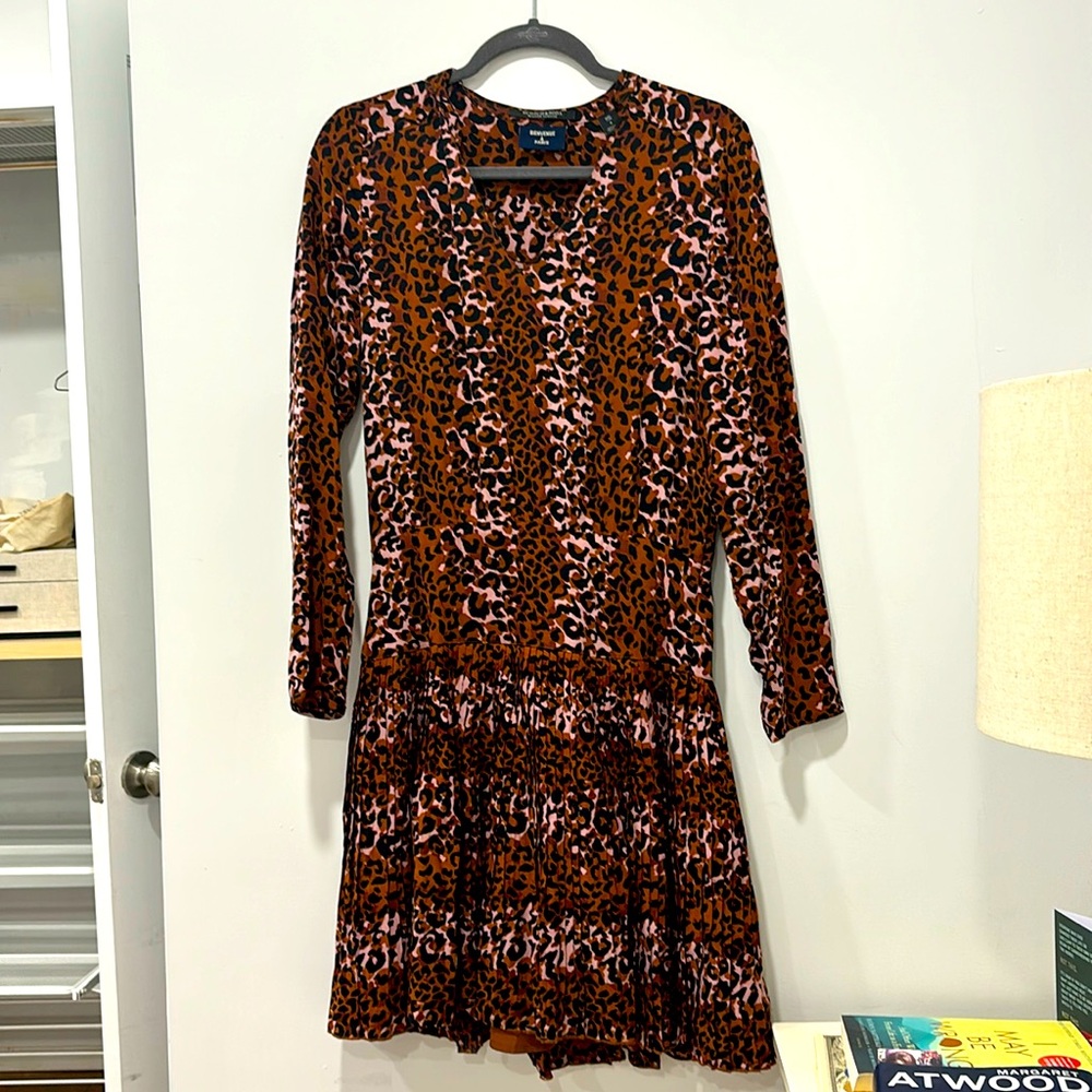 Leopard print flare skirt dress